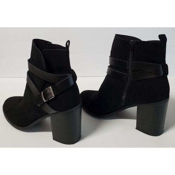 Steve Madden Girl Boot Booties Eliot ELIO0J1 WO 9M Black Strap Buckle Heel Shoes - Picture 4 of 12